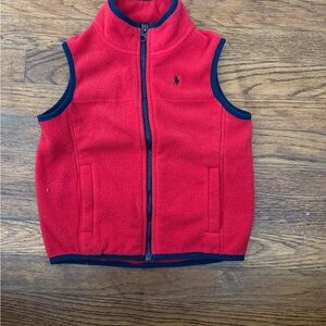 Polo Red Fleece Vest with Navy Trim